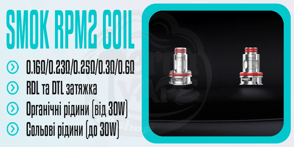 Основні параметри випаровувачів Smok RPM2 Coil